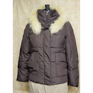 Y2K Fur Trim Hood Goose Down Puffer Jacket Sz XS BCBG Max Azria Raccoon **READ**